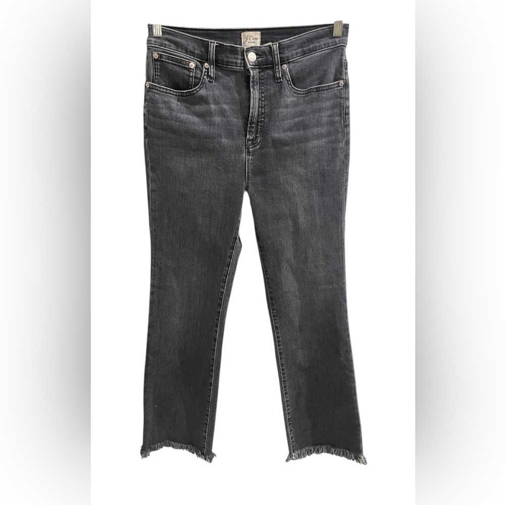 J.Crew Denim Curvy Demi Boot Jeans Dark Wash Size 29 Raw Hem